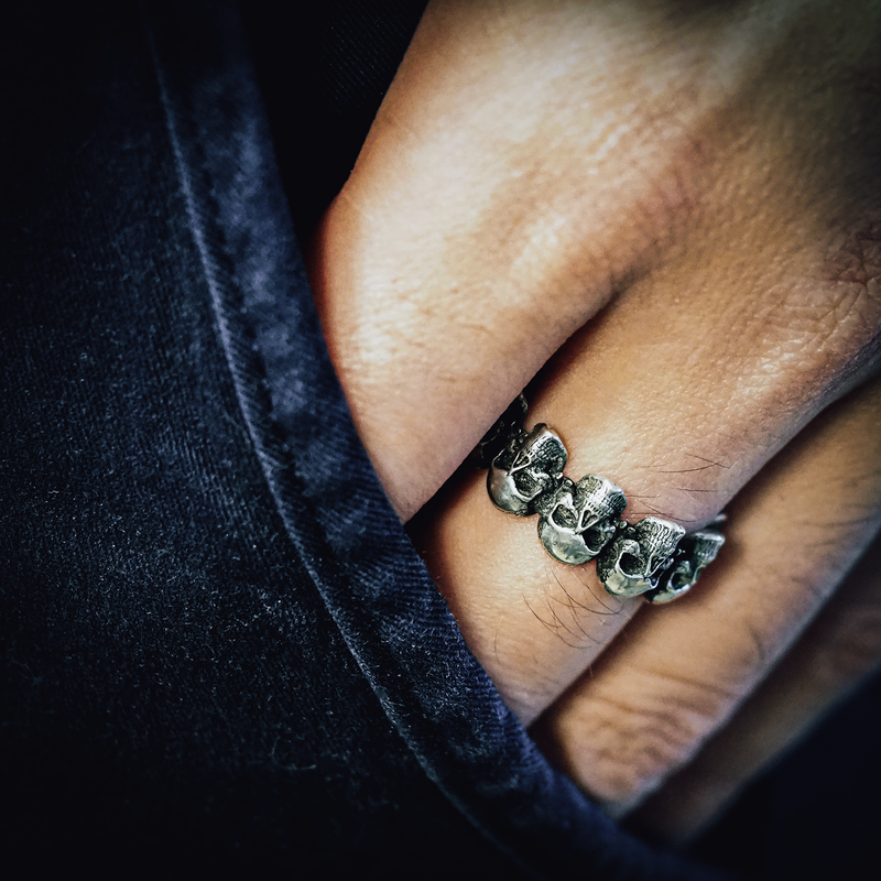 "Crown of skulls" Silver ring