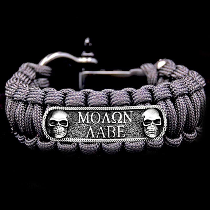 "Molon Labe Skull" Paracord Bracelet - Two Saints Tactical
