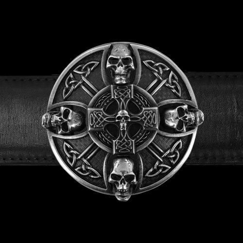 "Skull Celtic Cross" Belt Buckle - Two Saints Tactical