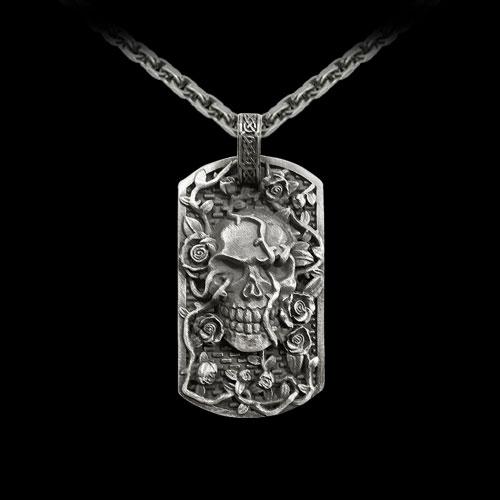 "Skull & Roses" Dog Tag Pendant - Two Saints Tactical
