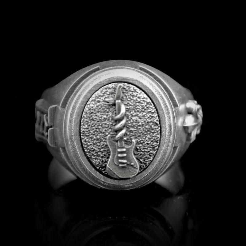 "Stratocaster Guitar" Signet Ring - Two Saints Tactical