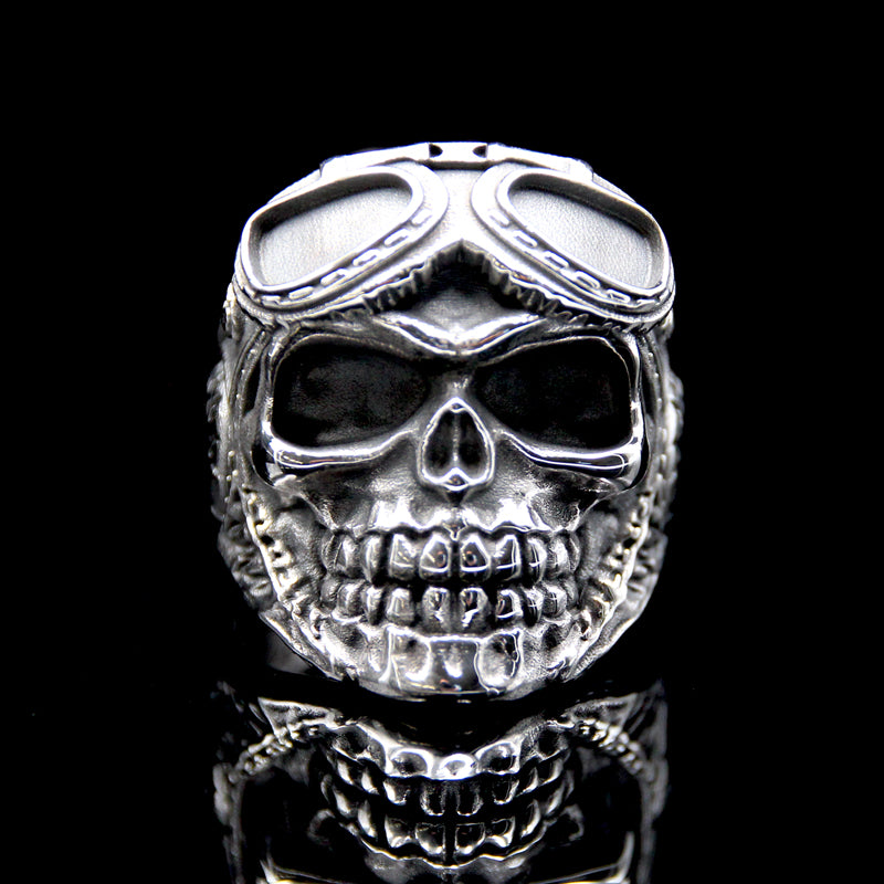 The Pilot Skull Ring silver 2